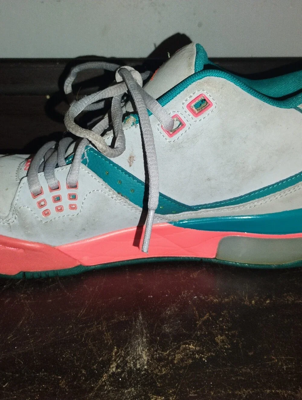 Nike Air Jordan Flight Club 90s Youth Size 7Y White Teal Orange Basketball Sneak